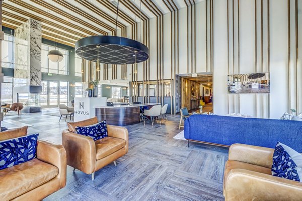 Clubhouse at Novus Apartments: Modern lobby with elegant seating and contemporary design