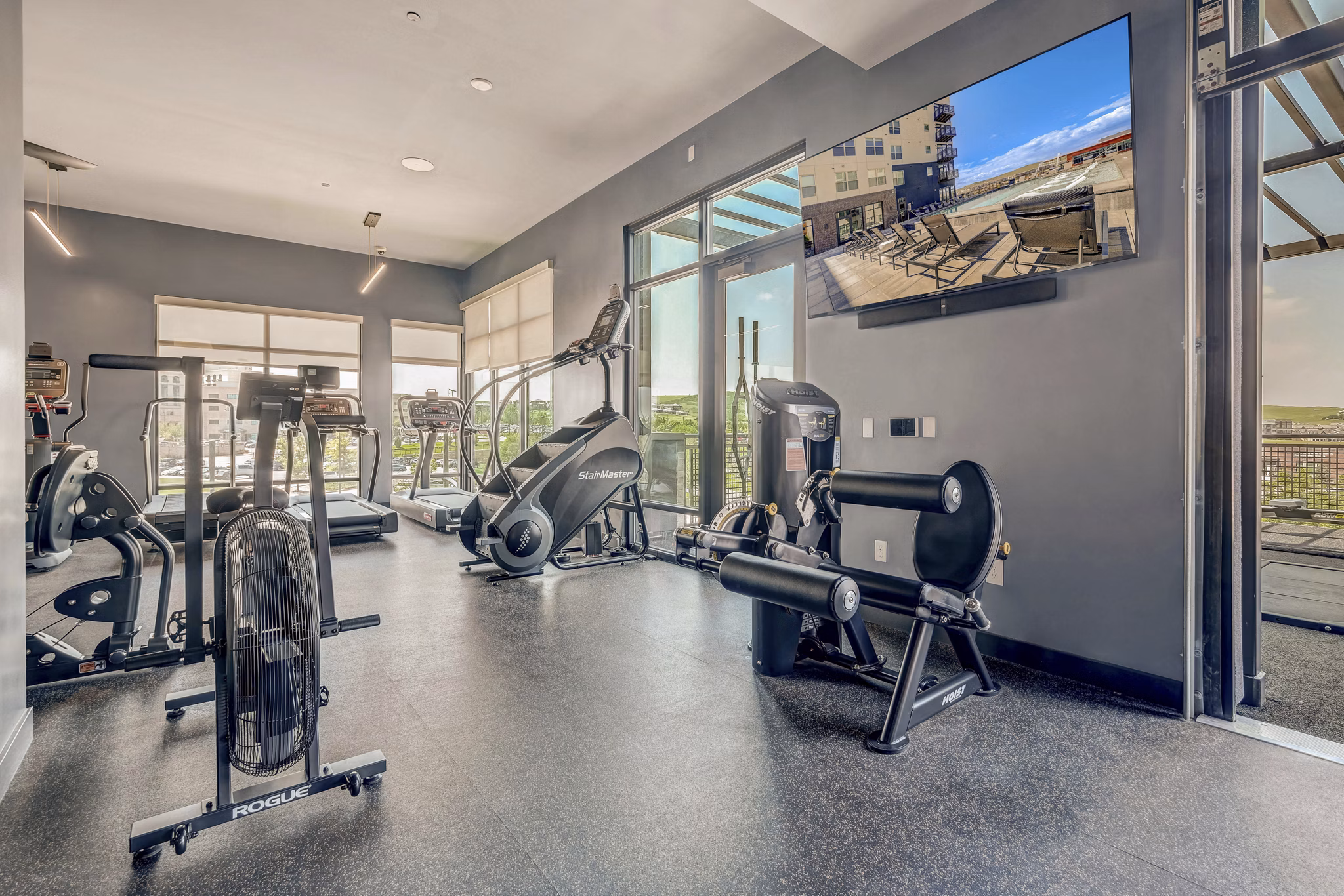 fitness center at Novus Apartments