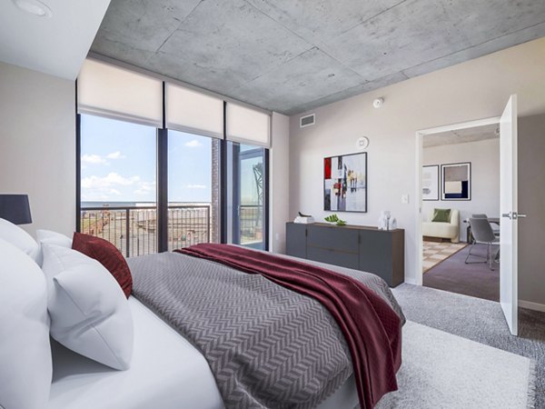 bedroom at The Flats at East Bank Apartments