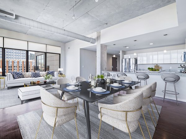 dining room at The Flats at East Bank Apartments