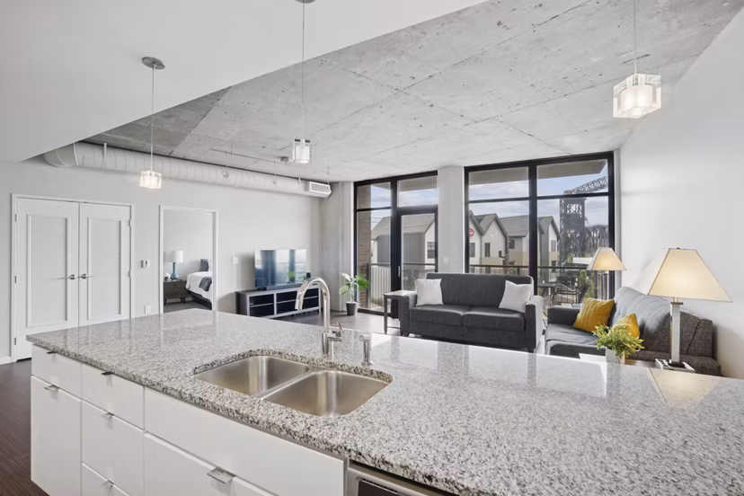 kitchen at The Flats at East Bank Apartments