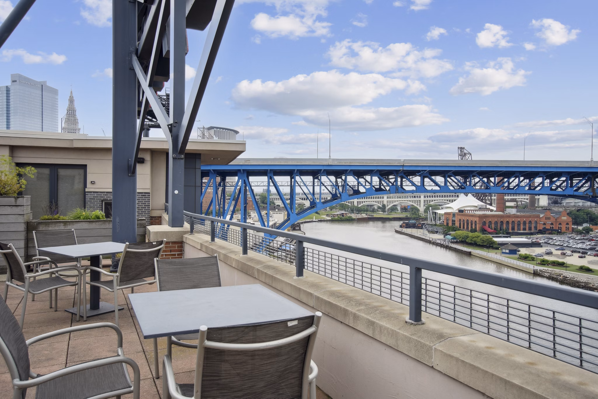 patio at The Flats at East Bank Apartments