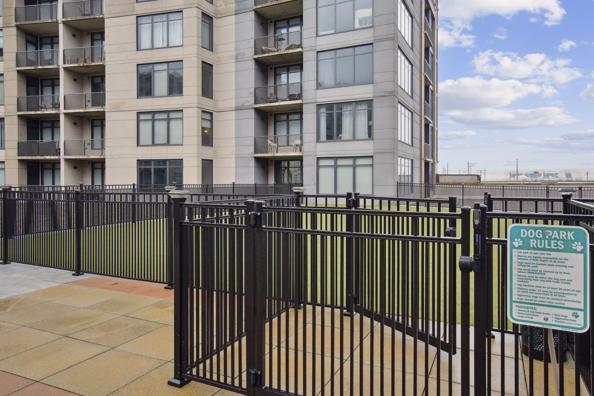 dog park at The Flats at East Bank Apartments