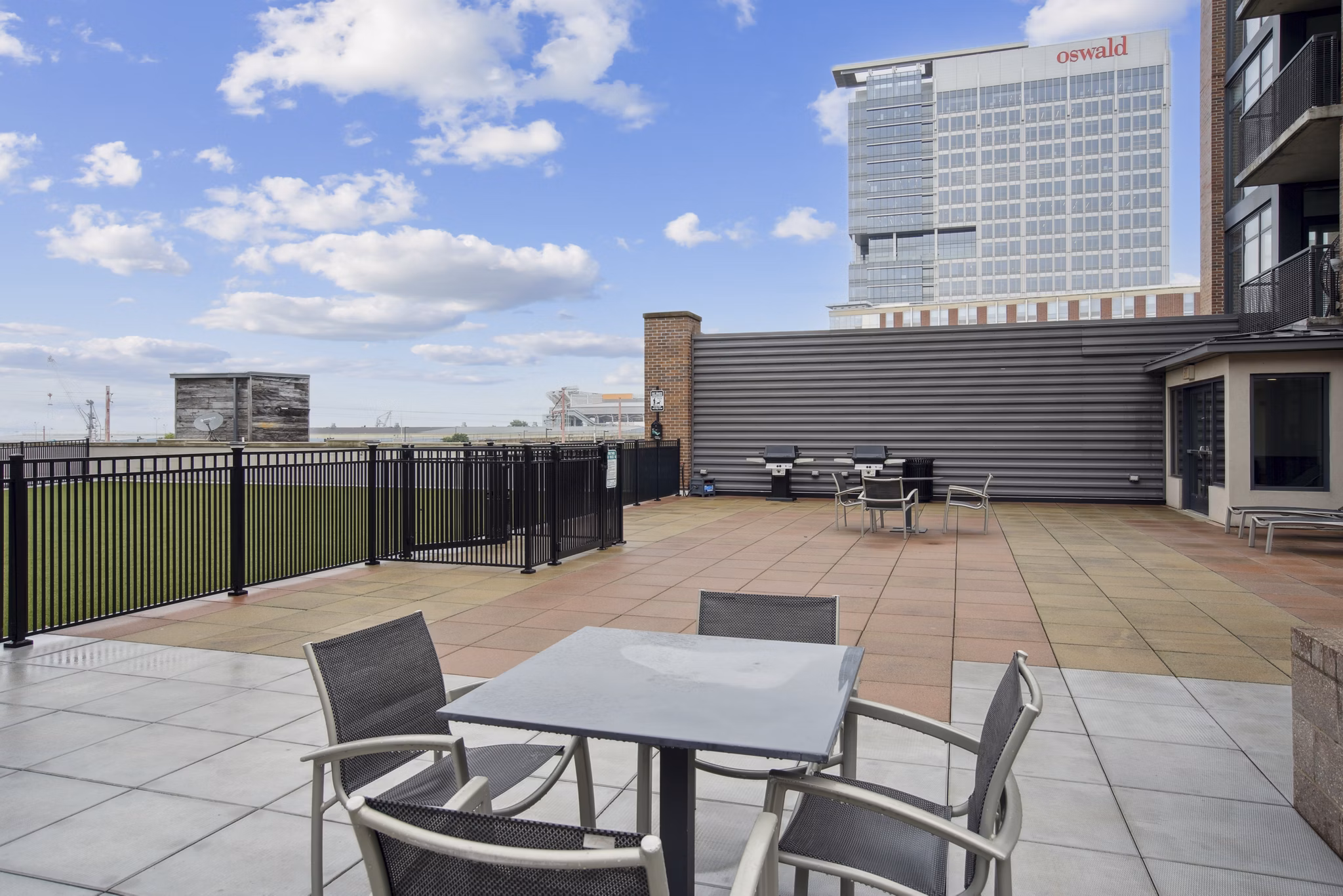 grill area at The Flats at East Bank Apartments