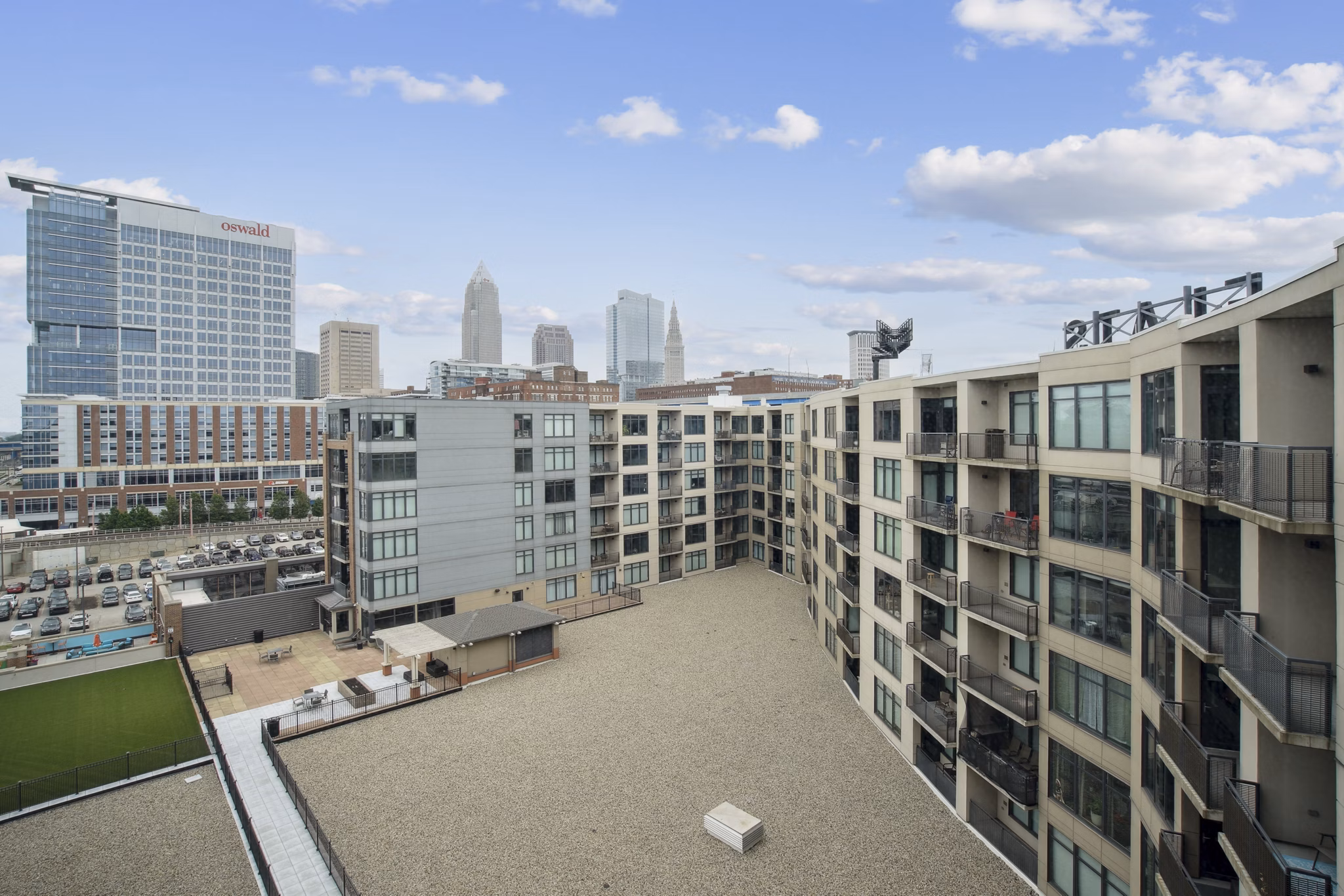 grill area at The Flats at East Bank Apartments