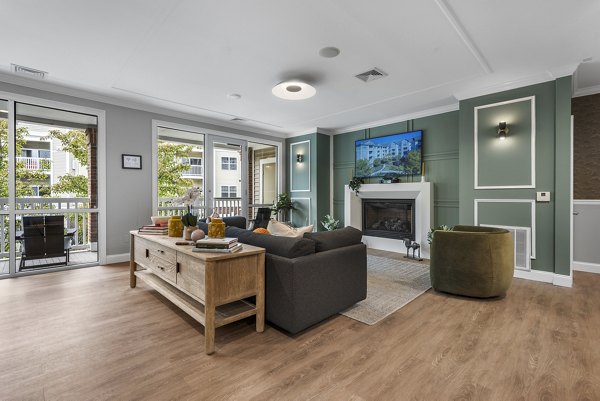 clubhouse/lobby at The Avens at Dedham Station Apartments