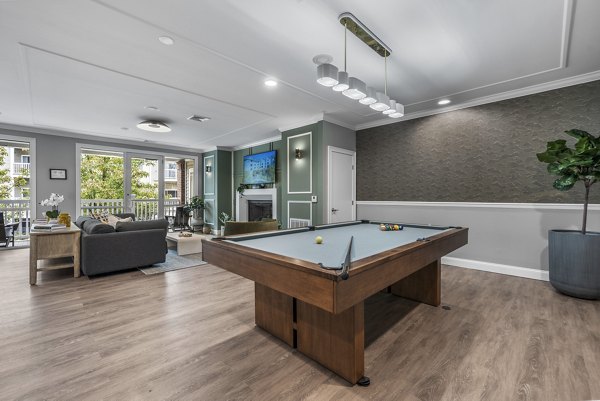 game room at The Avens at Dedham Station Apartments