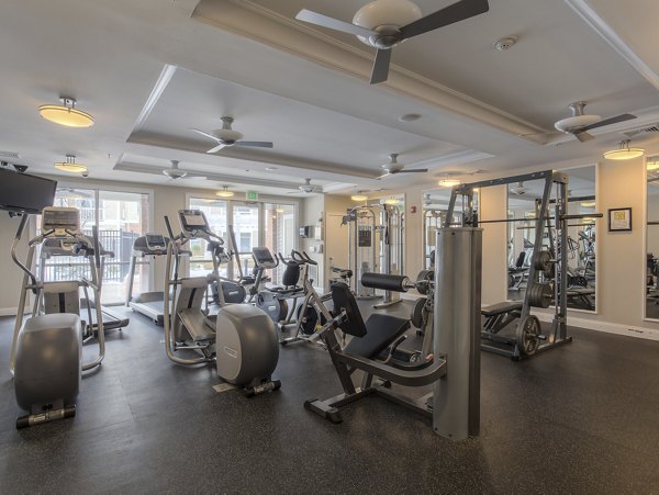 fitness center at The Avens Dedham Station Apartments