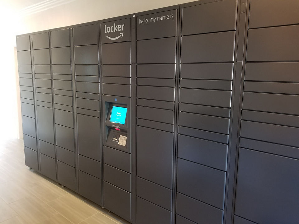 Modern mail room with secure package lockers at The Arden Apartments, a Greystar luxury living community in city center