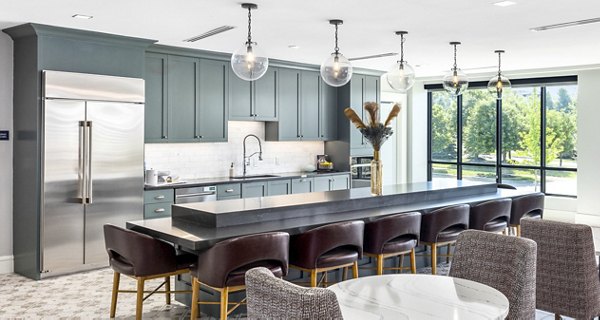 clubhouse kitchen at Avidor Omaha Apartments