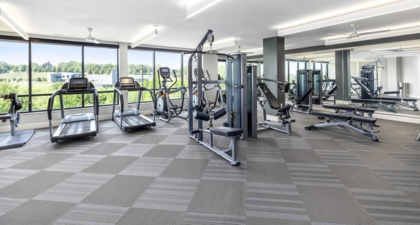 Modern fitness center equipped with state-of-the-art machines at Avidor Omaha Apartments
