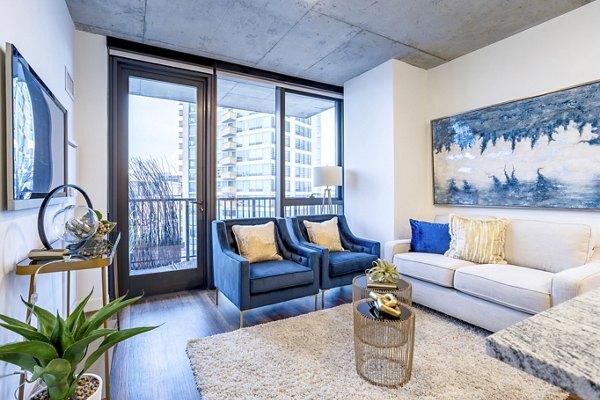 living room at Avidor Evanston Apartments