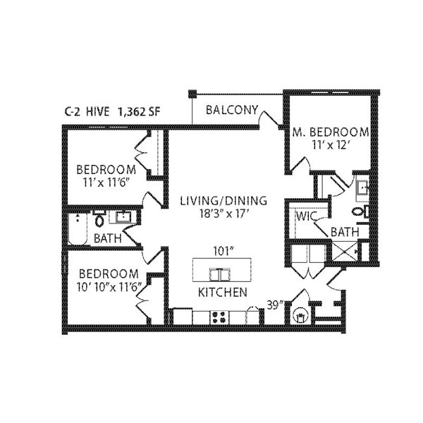 Hive floor plan at FarmHaus Apartments