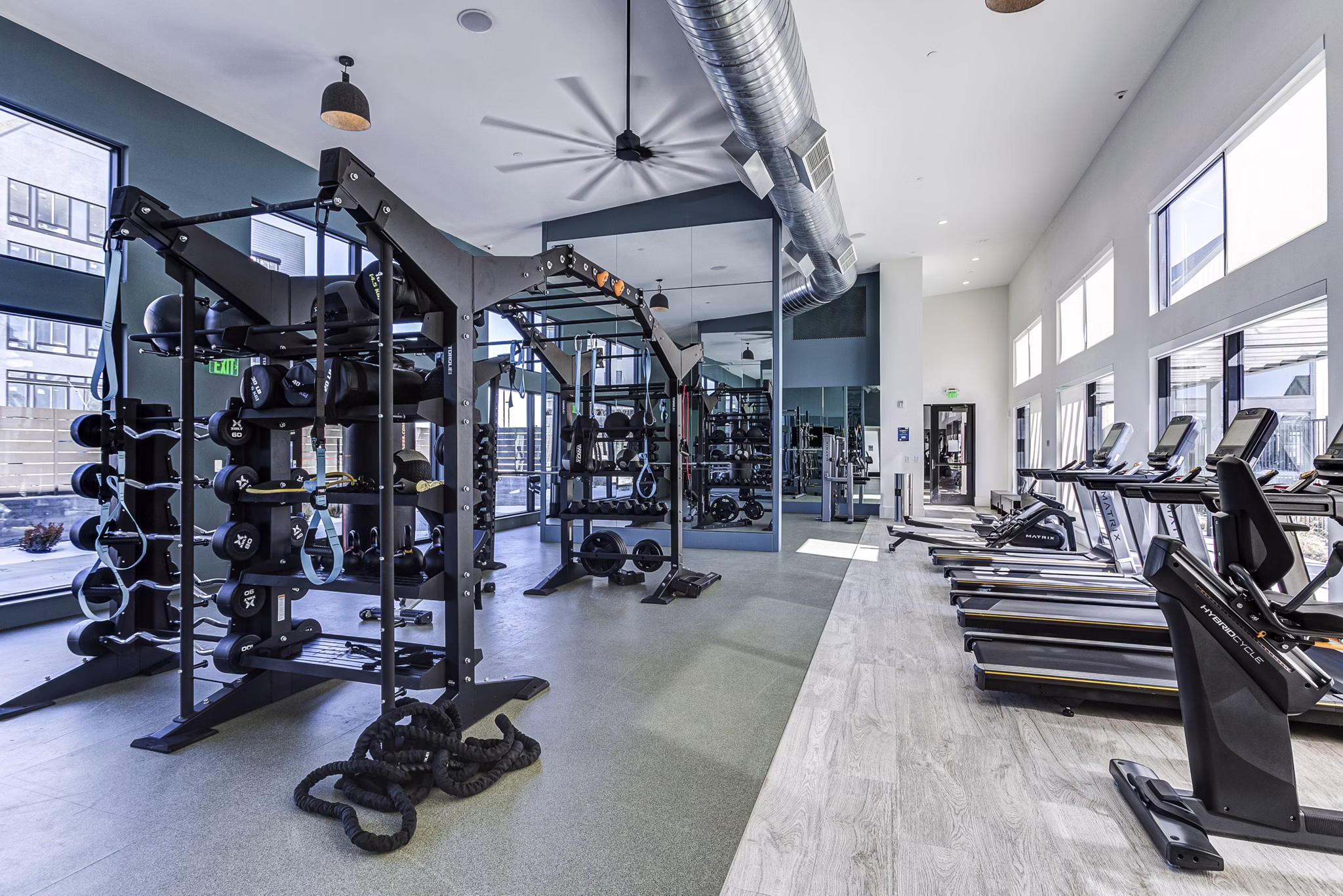 State-of-the-art fitness center with modern equipment at Novel Daybreak Apartments available for resident use