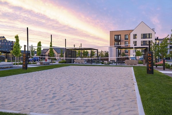 Outdoor sport court at Novel Daybreak Apartments offering space for basketball and pickleball games