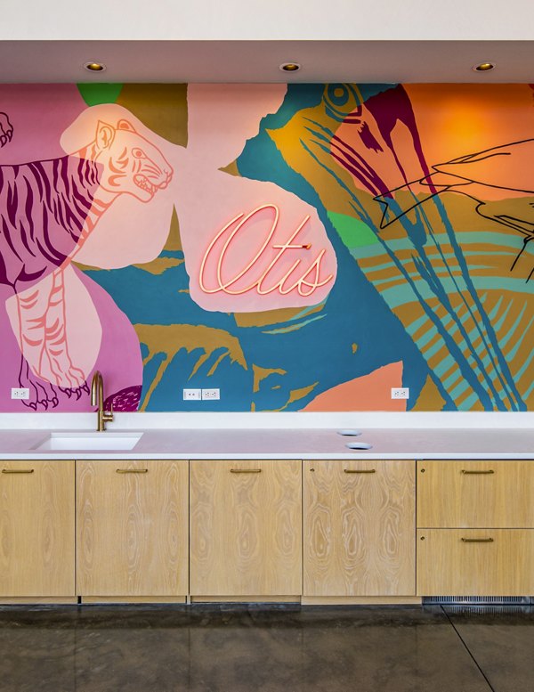 Chic clubhouse featuring stylish seating and modern decor at Otis Apartments