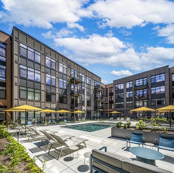 Rooftop pool with city views at Otis Apartments