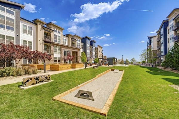 Recreational area with outdoor seating at Heights at Interlocken Apartments