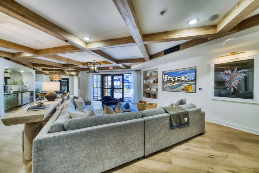 Elegant clubhouse with modern decor at The Riley Apartments, luxury community in a vibrant neighborhood