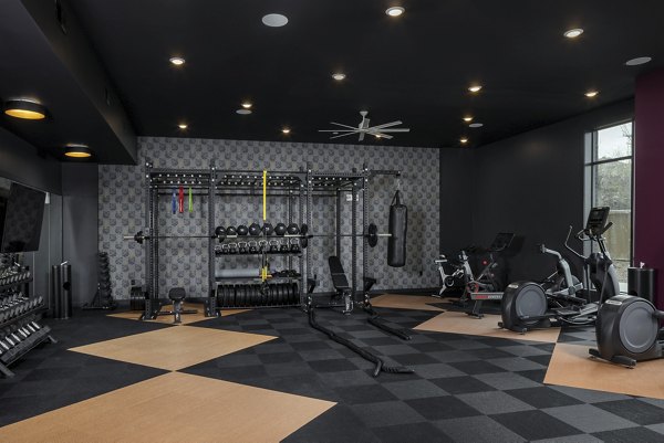 Fitness center equipped with modern machines at Broadstone Centennial Apartments