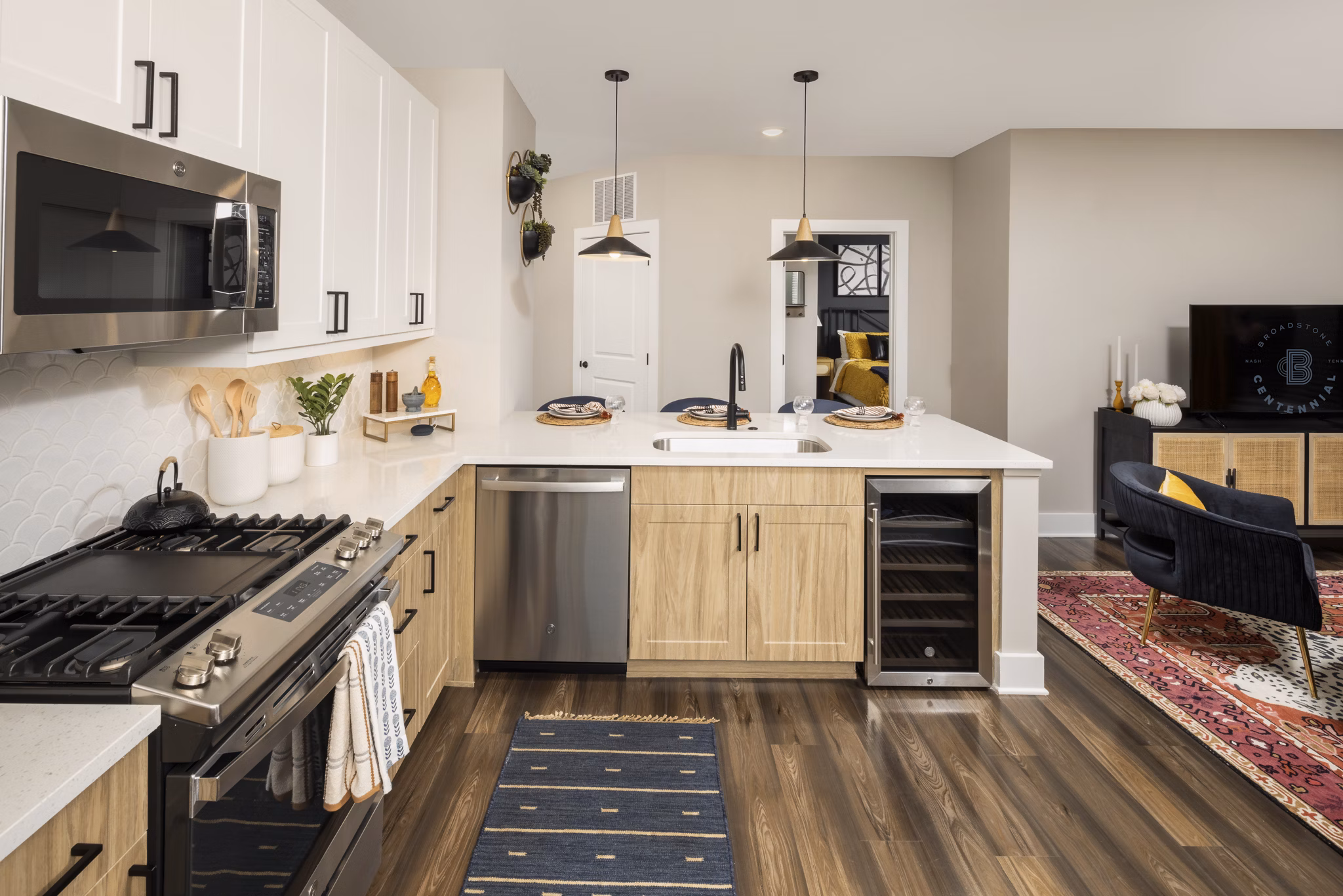 Modern kitchen with stainless steel appliances at Broadstone Centennial Apartments in Centennial