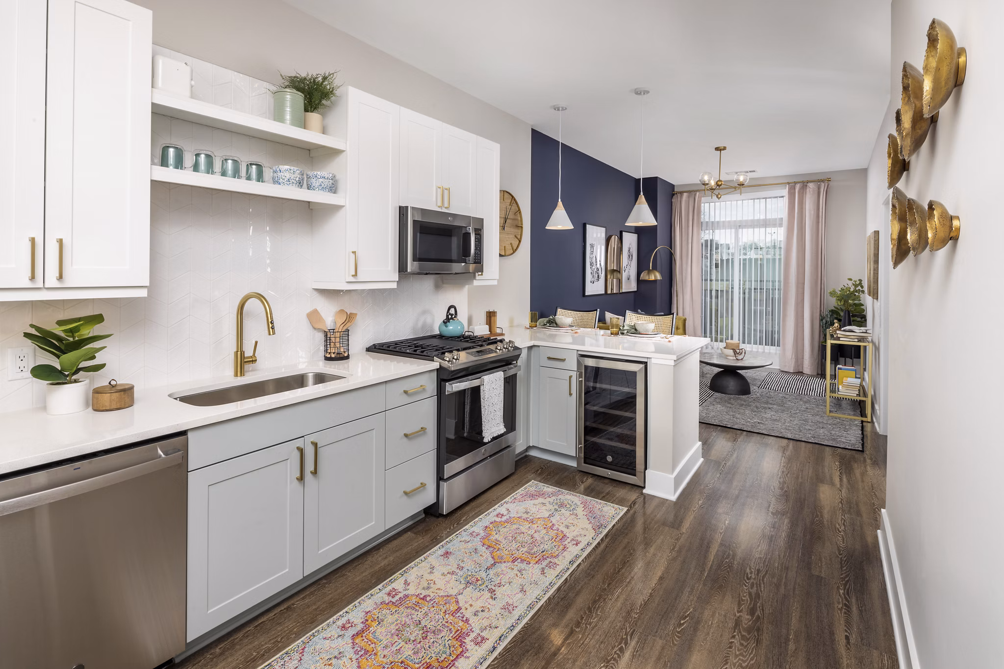 Modern kitchen featuring stainless steel appliances at Broadstone Centennial Apartments