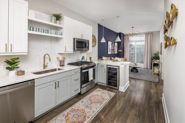 Modern kitchen featuring stainless steel appliances at Broadstone Centennial Apartments