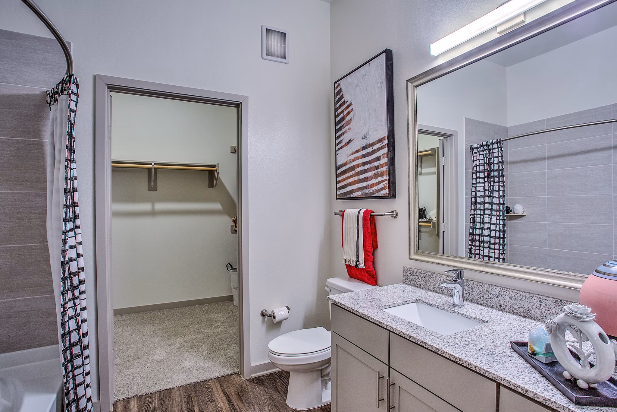 Modern bathroom with sleek fixtures at McKinney Terrace Apartments