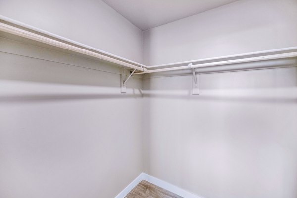 Spacious bedroom closet with built-in shelves and ample storage at The Premiere at Eastmark Apartments