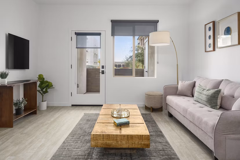 living room at The Premiere at Eastmark Apartments