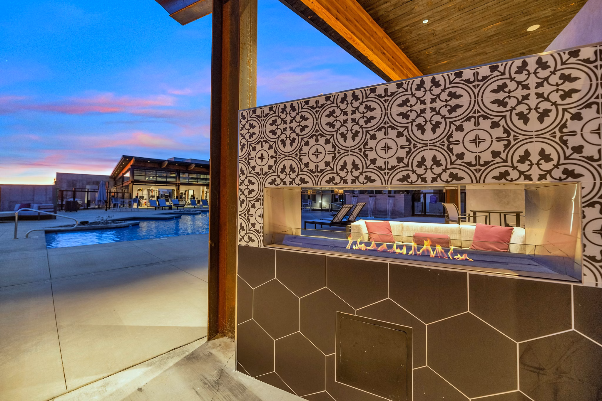 fire pit at The Premiere at Eastmark Apartments