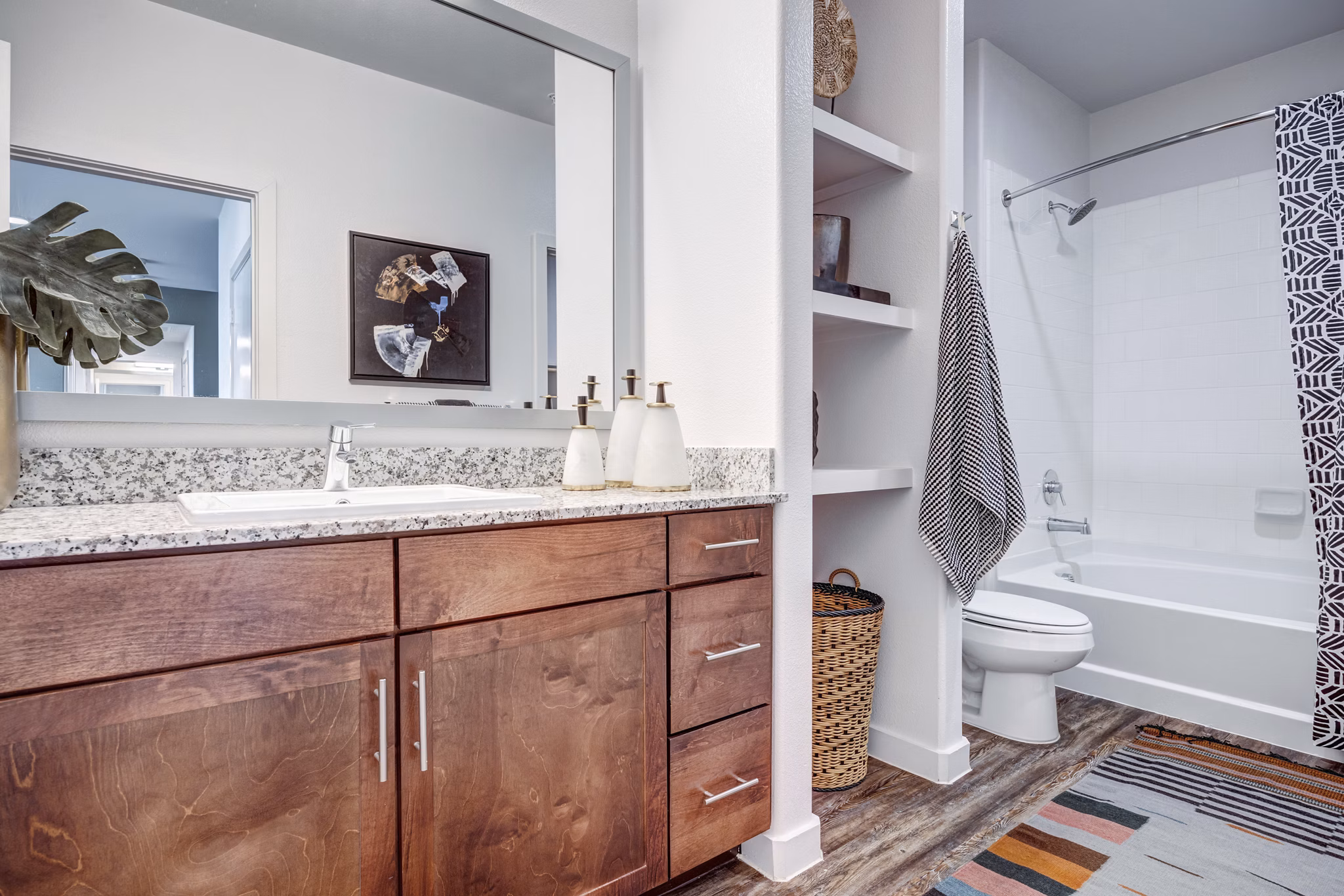 Modern bathroom with elegant fixtures at Parkside at Round Rock Apartments