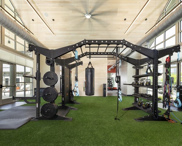 State-of-the-art fitness center with modern equipment at Parkside at Round Rock Apartments, offering a comprehensive workout experience