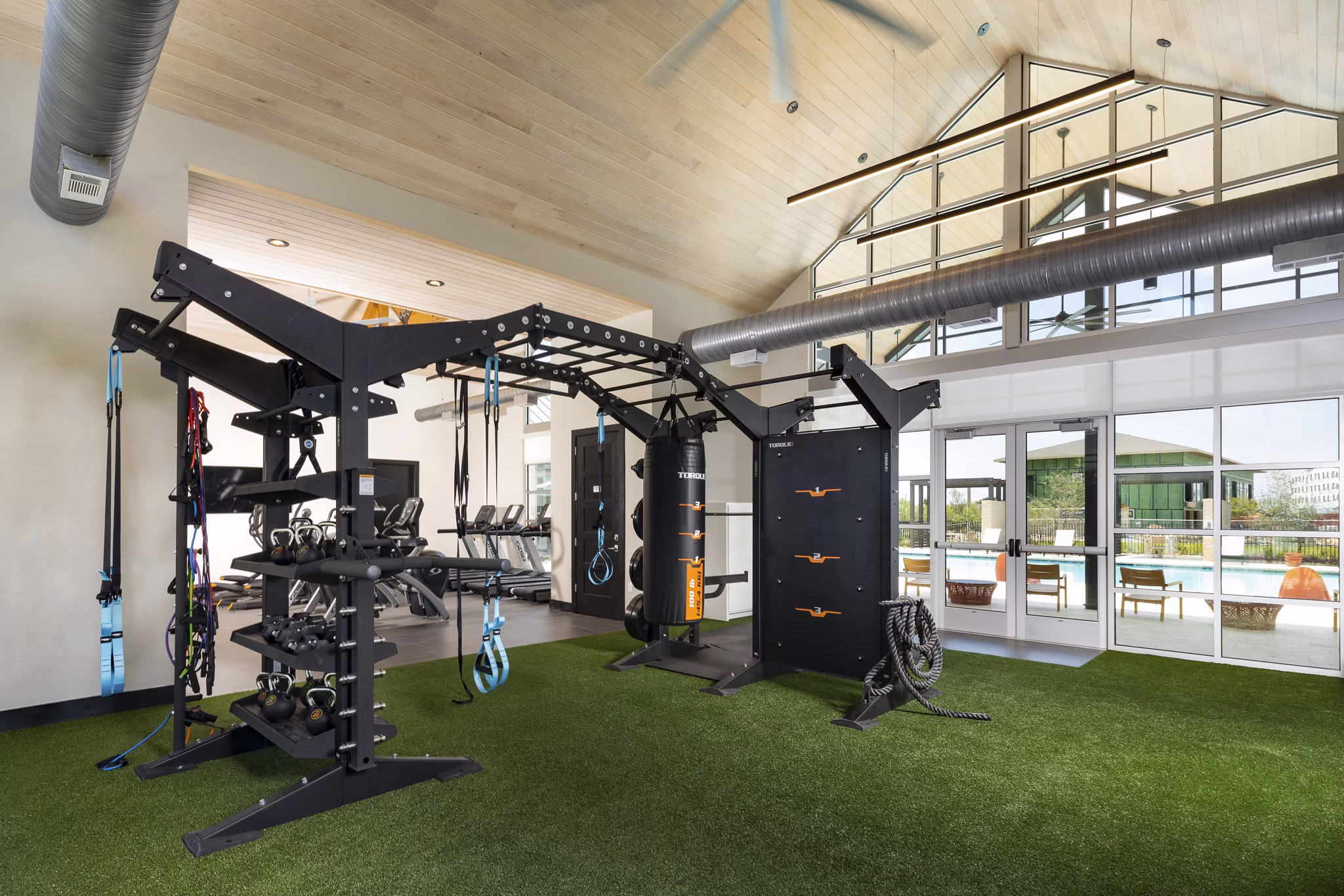 Fitness center with modern equipment at Parkside at Round Rock Apartments for active lifestyles
