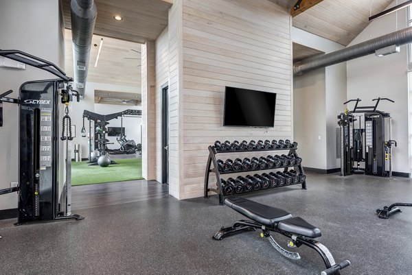 State-of-the-art fitness center with modern equipment at Parkside at Round Rock Apartments