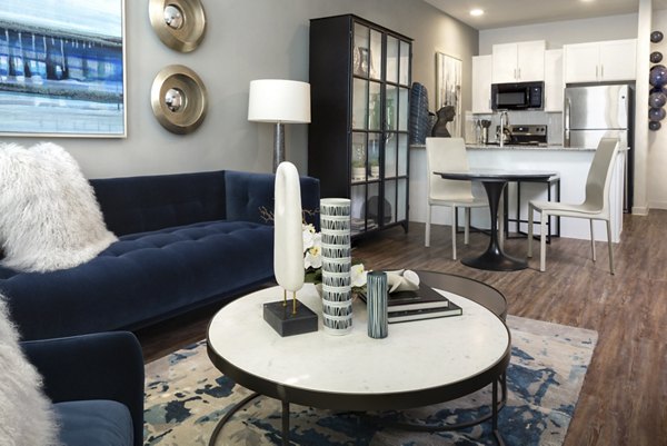 Spacious living room with modern decor at Parkside at Round Rock Apartments