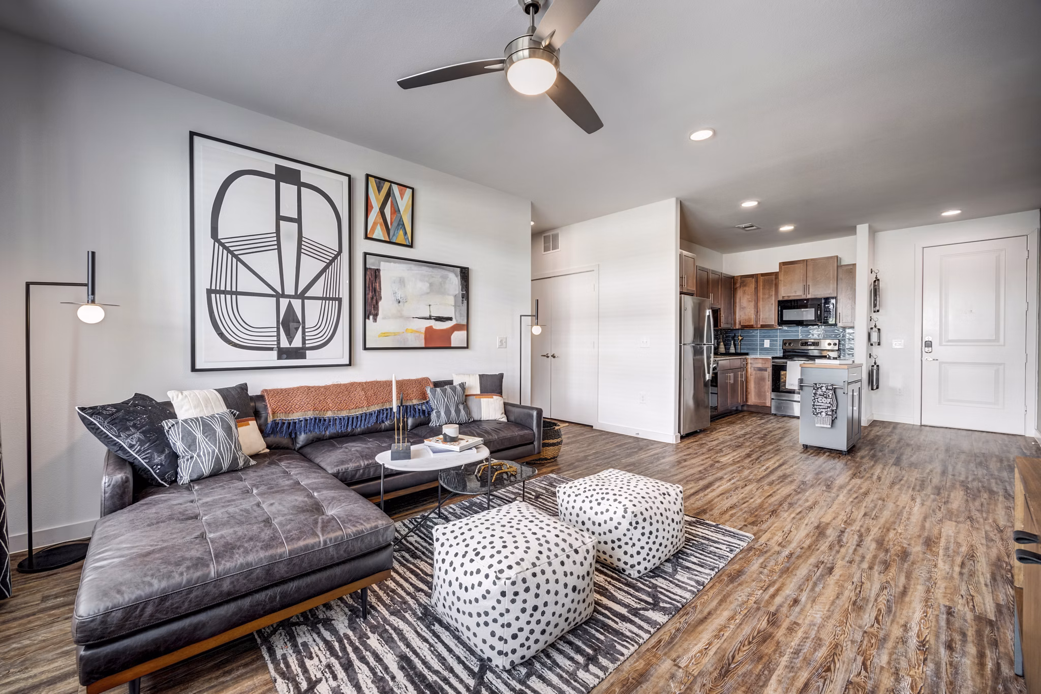 Spacious living room with modern decor at Parkside at Round Rock Apartments