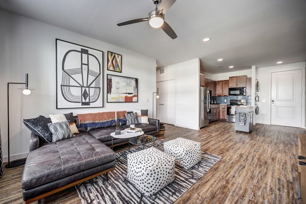 Spacious living room with modern decor at Parkside at Round Rock Apartments