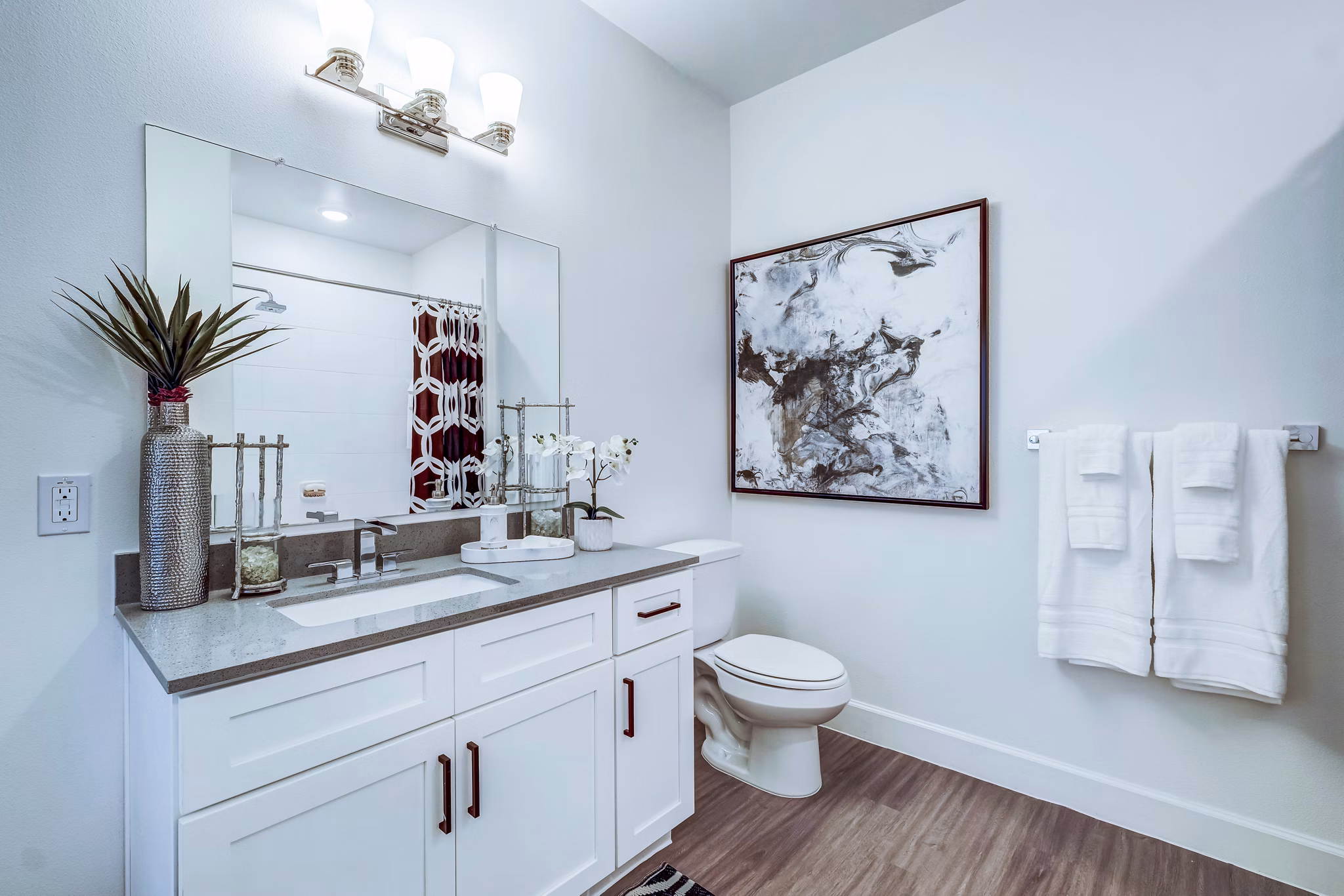Bathroom featuring modern fixtures and elegant design at Vineyard Apartments
