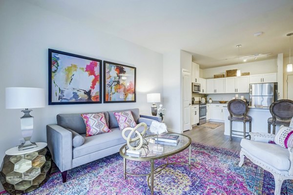 Cozy living room with elegant furnishings in Vineyard Apartments