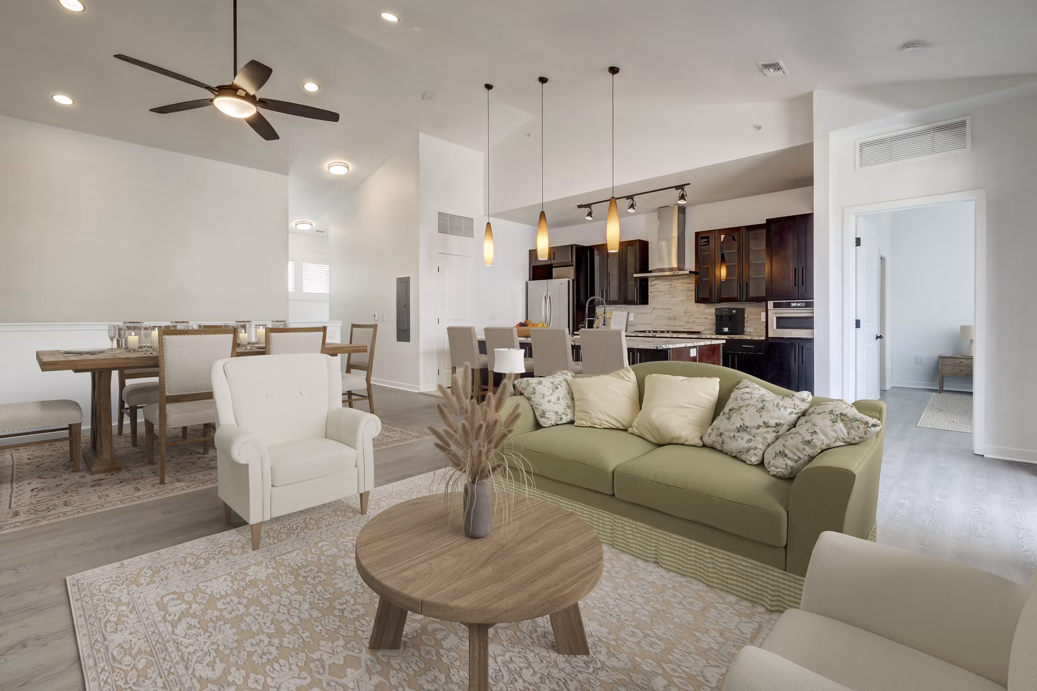 living room at The Trails at Timberline Apartments 