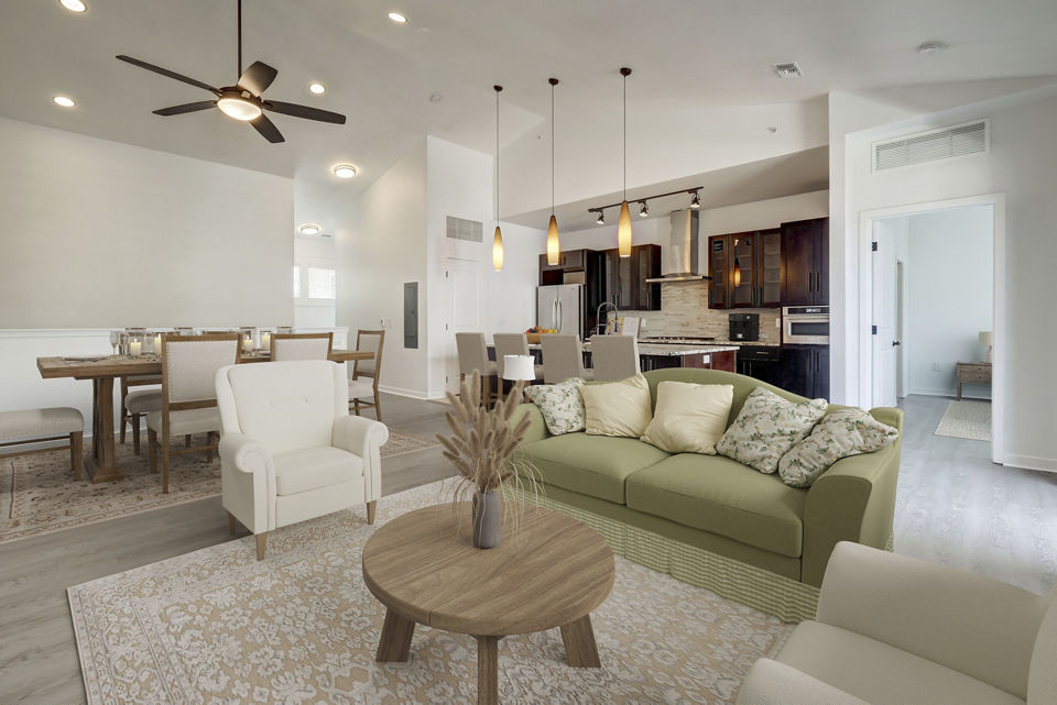 living room at The Trails at Timberline Apartments 