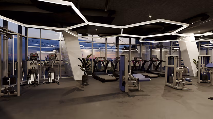 fitness center at Shoreline Gateway Apartments