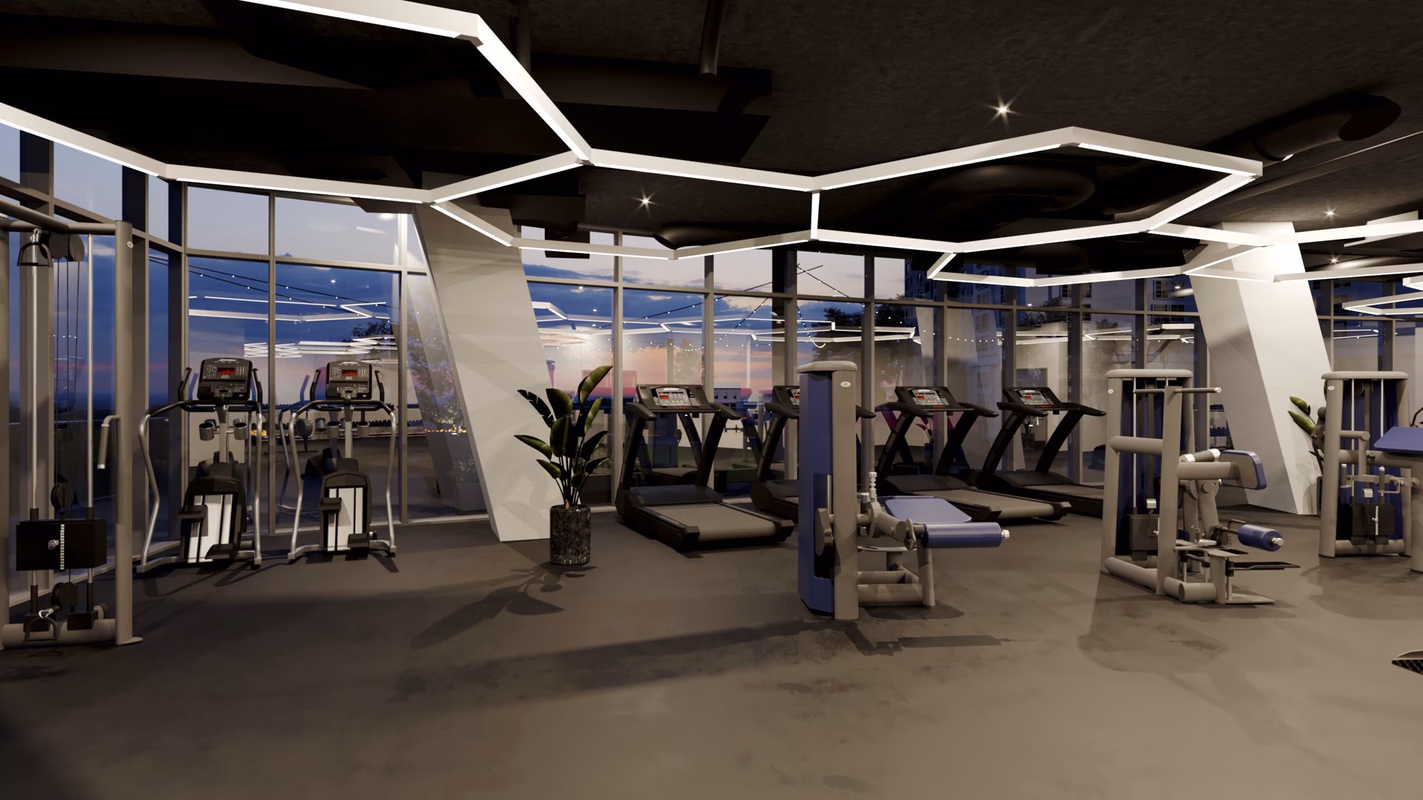 fitness center at Shoreline Gateway Apartments