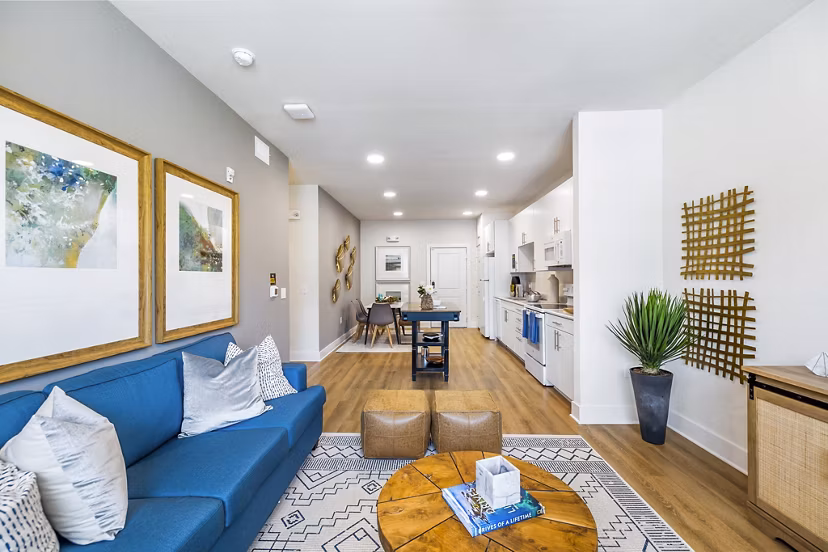 Spacious living room with modern decor in Ltd Med Center Apartments