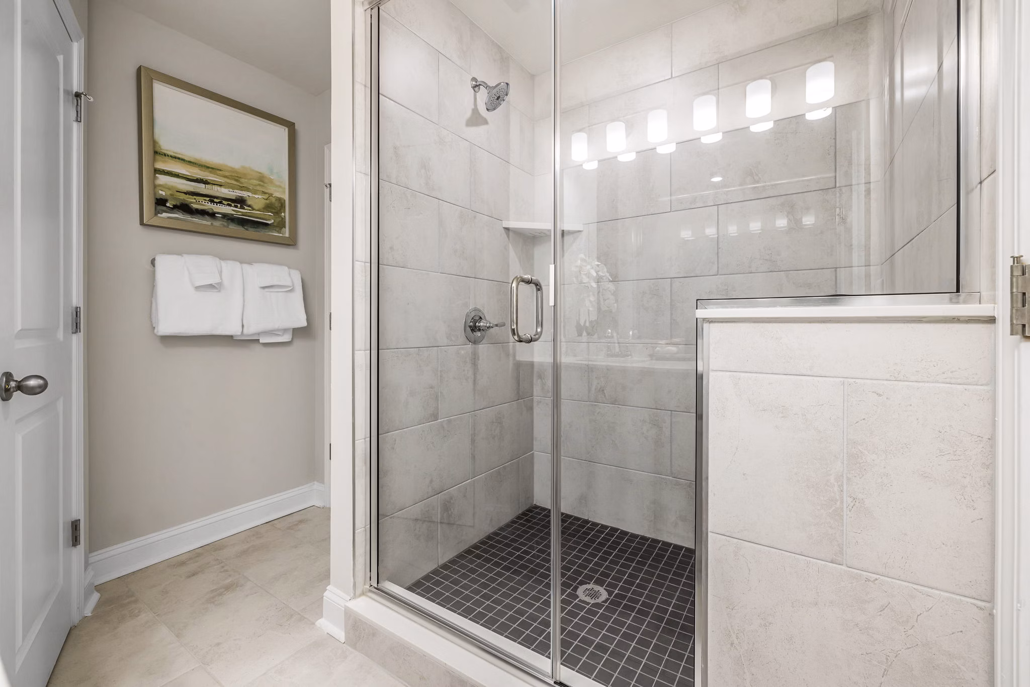 Spacious bathroom with modern fixtures in ABODE at Parkside Apartment Townhomes, featuring luxury apartments in a serene neighborhood