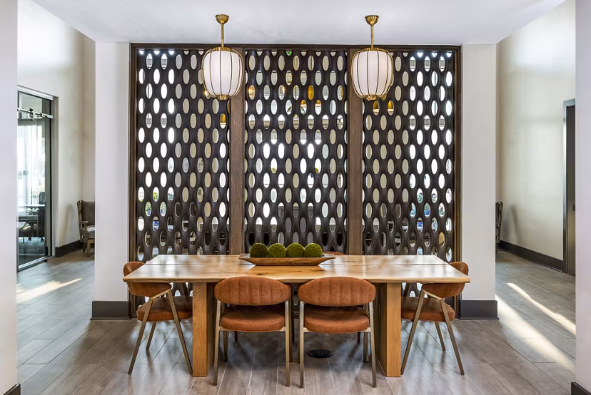 Clubhouse lobby with modern decor at The Grove at Coastal Grand Apartments