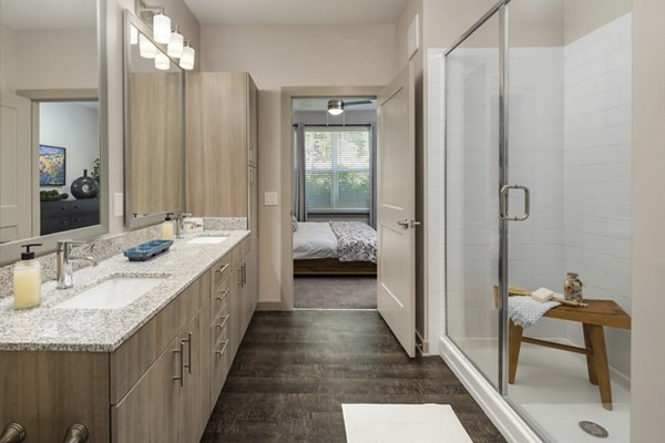 bathroom at Wrenstone at the Highlands Apartments