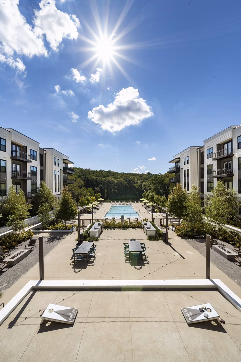 patio at Wrenstone at the Highlands Apartments