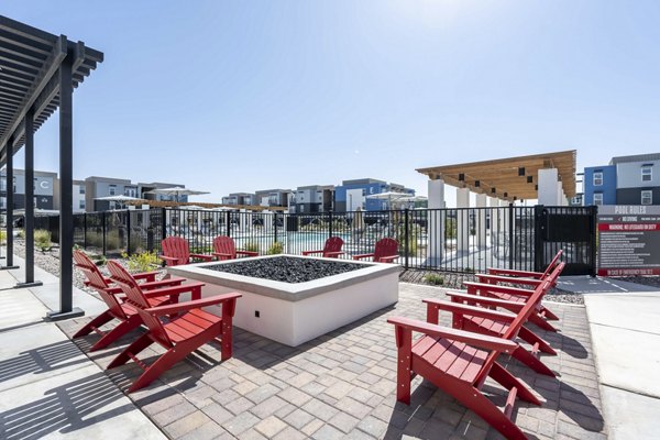 Fire pit at FLATZ 520 Apartments, an upscale community offering luxury outdoor amenities
